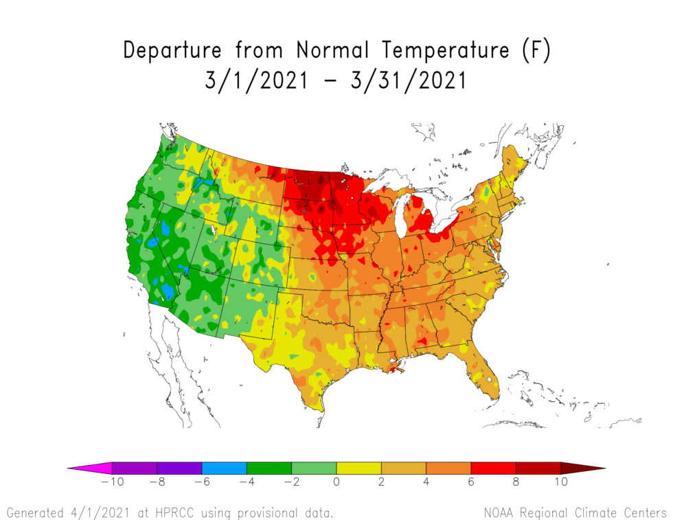 Taking a Look Back at March Temperatures and Rainfall