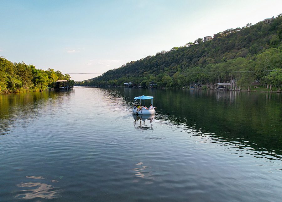 Donut boat on Lake Austin