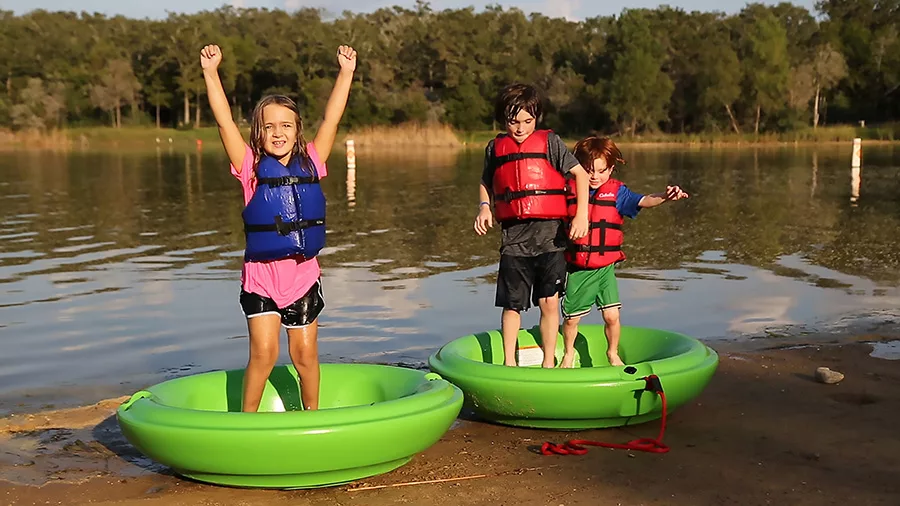 Donut boat on Lake Austin