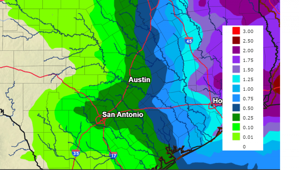 Louisiana Precipitation for 3 hrs ending Saturday 11 Nov at 12pm CST