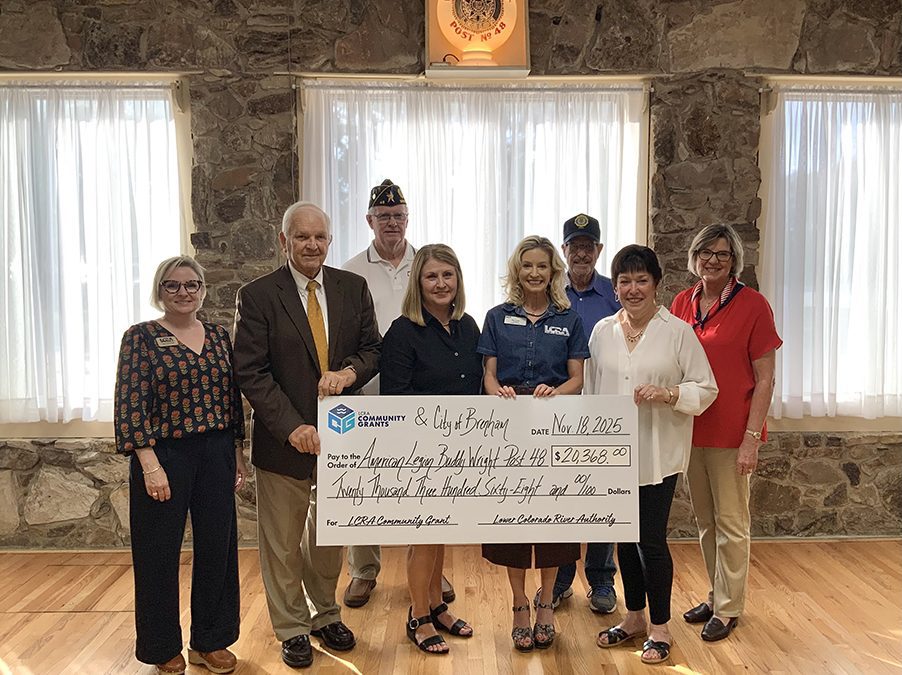 LCRA, City of Brenham award $20,368 grant for American Legion Hall renovations
