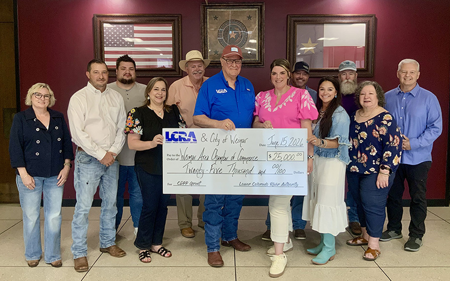 LCRA, City of Weimar award $25,000 grant to Weimar Area Chamber of Commerce for digital community sign